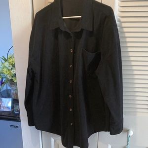 No Name Long Sleeve Button Up Front Black Corduroy Shirt With Collar.